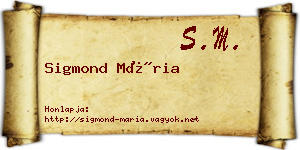 Sigmond Mária névjegykártya