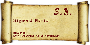 Sigmond Mária névjegykártya