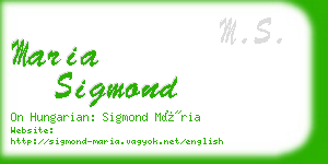 maria sigmond business card